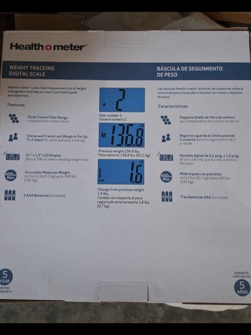 Black Digital Weight Tracking Bathroom Scale - Picture 2 of 2